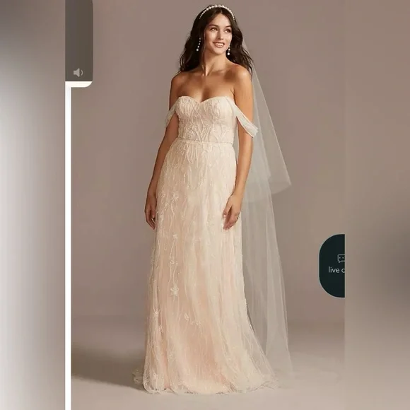 Romantic Melissa Sweet Floral Beaded Wedding Dress - Picture 3 of 8